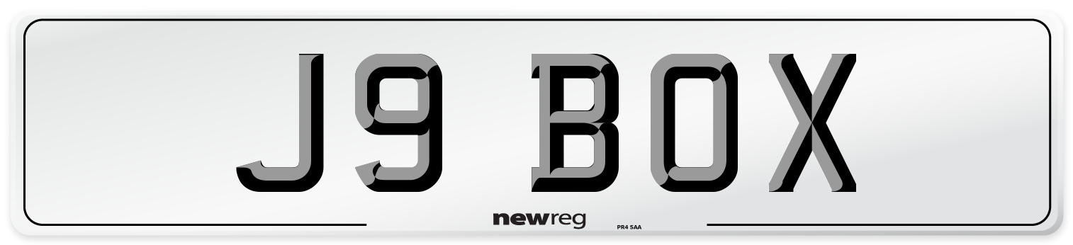 J9 BOX Number Plate from New Reg